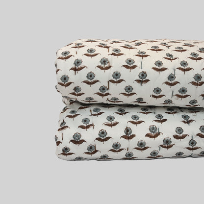 Calvin Floral Hand Block Printe Quilt
