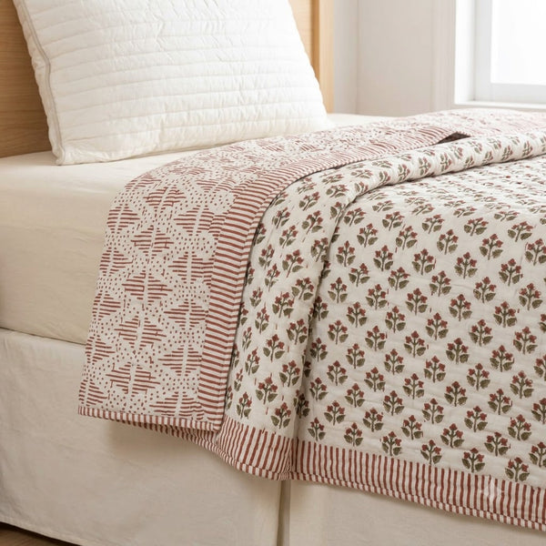 Arthur Floral Hand Block Printed Quilt