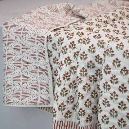 Arthur Floral Hand Block Printed Quilt