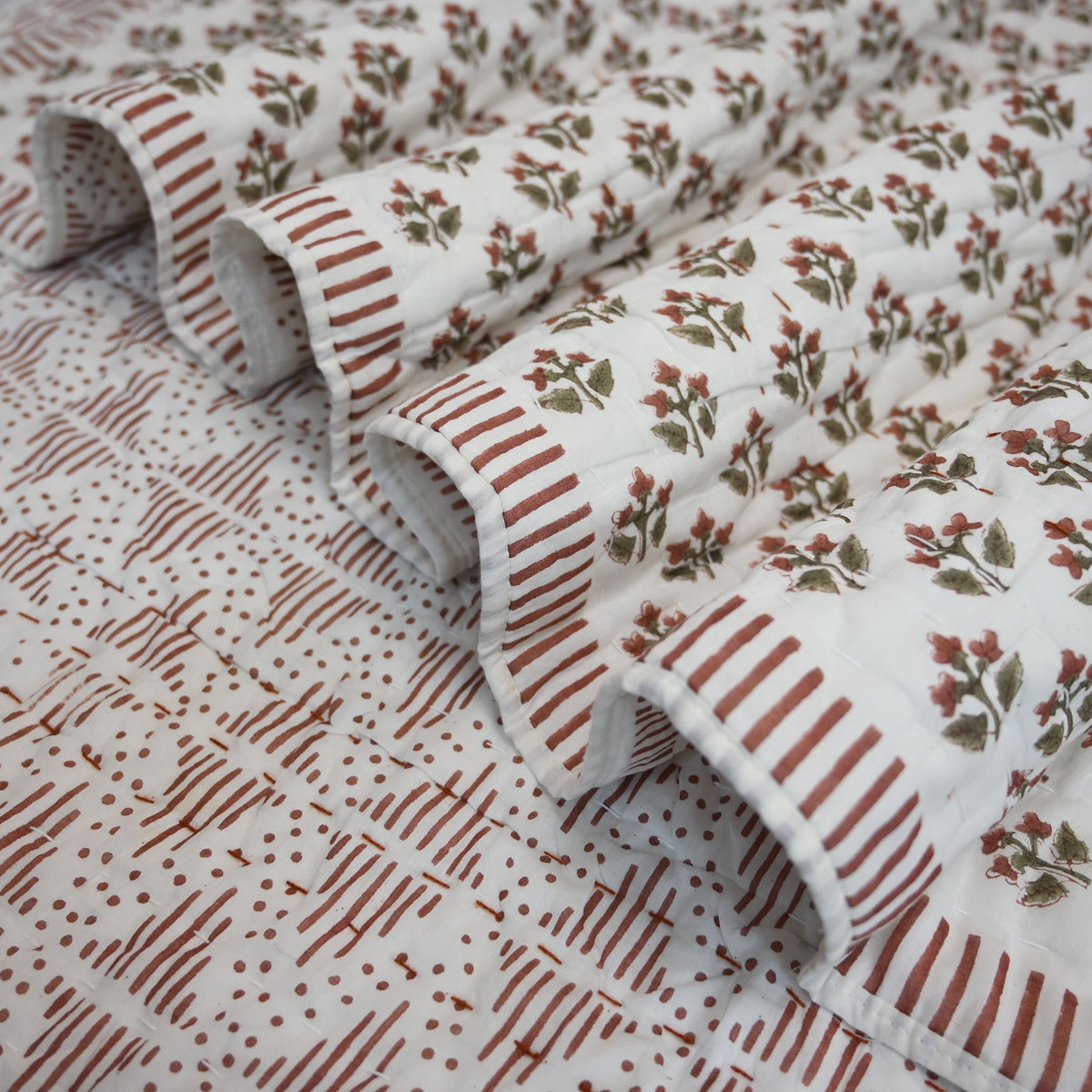 Arthur Floral Hand Block Printed Quilt