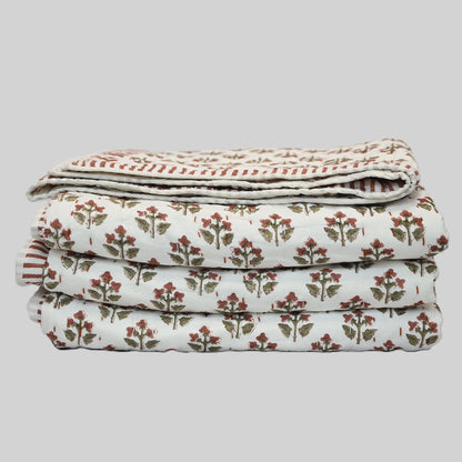Arthur Floral Hand Block Printed Quilt