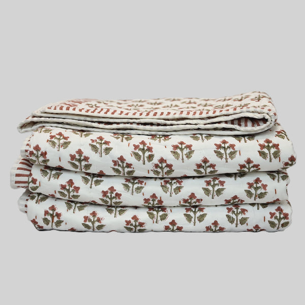 Arthur Floral Hand Block Printed Quilt