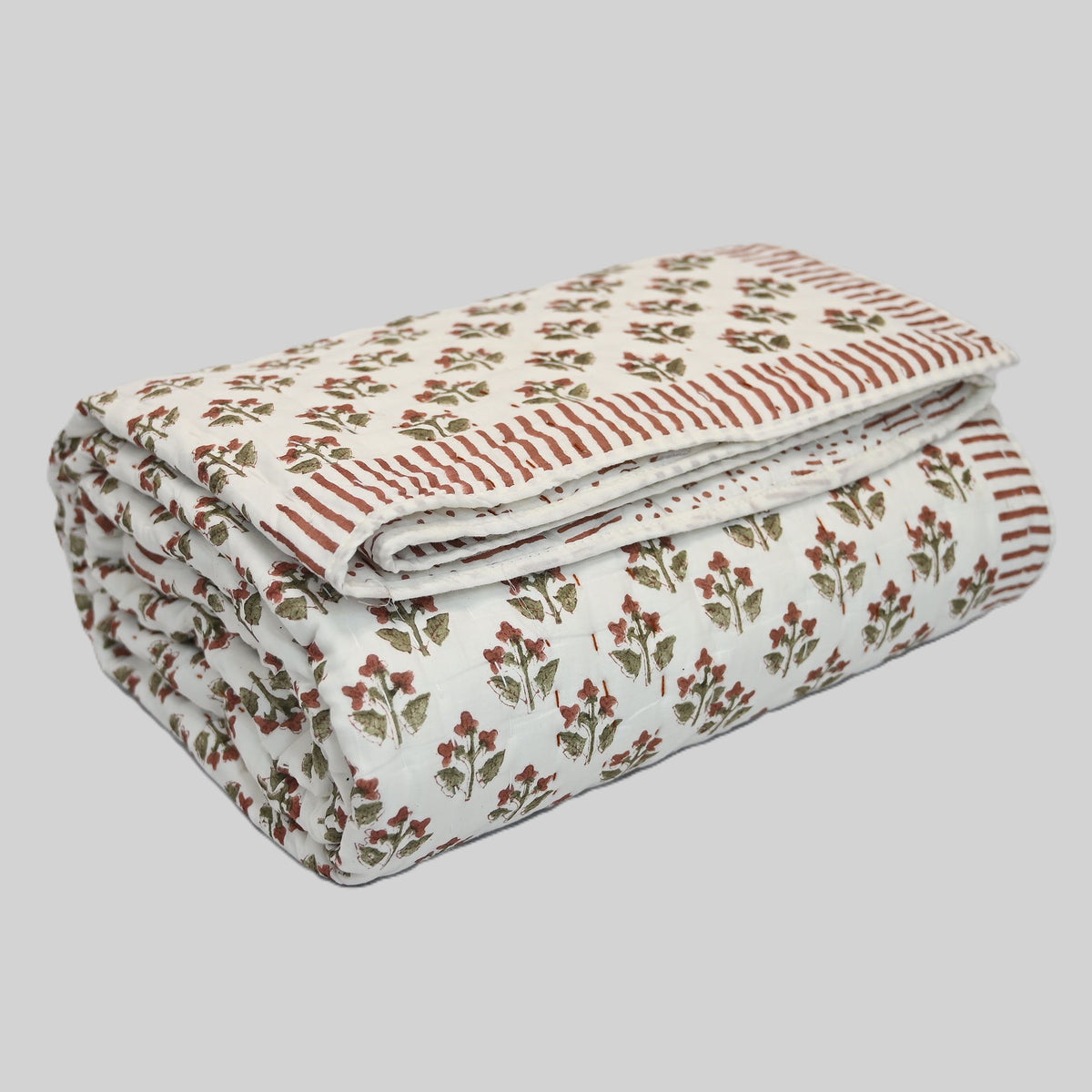 Arthur Floral Hand Block Printed Quilt