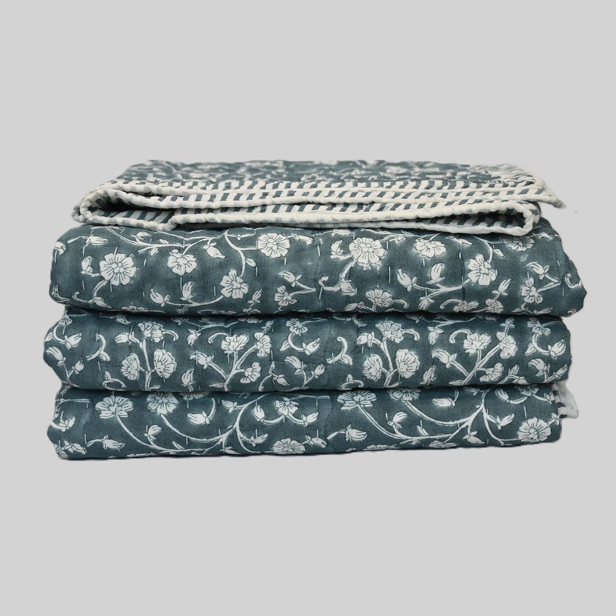 Elliot Botanical Hand Block Printed Quilt