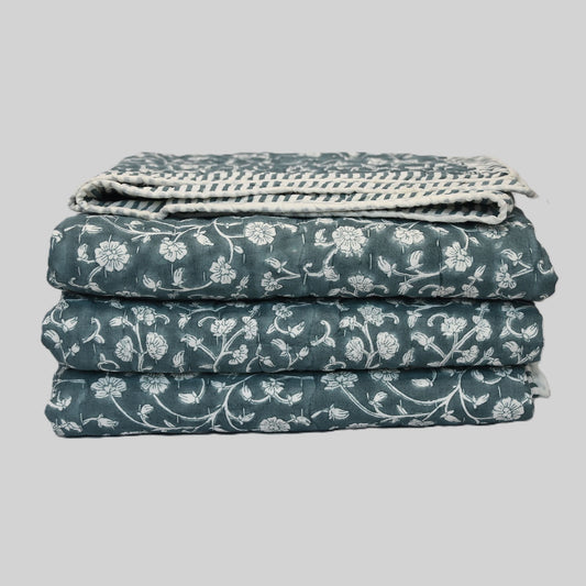 Elliot Botanical Hand Block Printed Quilt