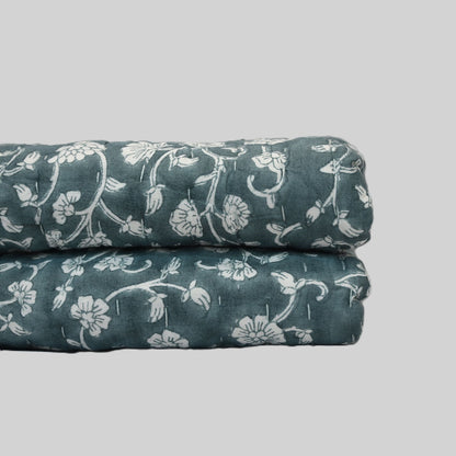 Elliot Botanical Hand Block Printed Quilt