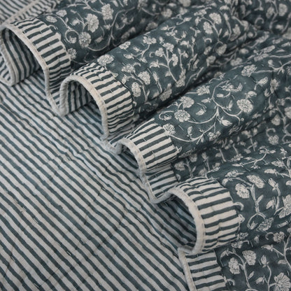 Elliot Botanical Hand Block Printed Quilt