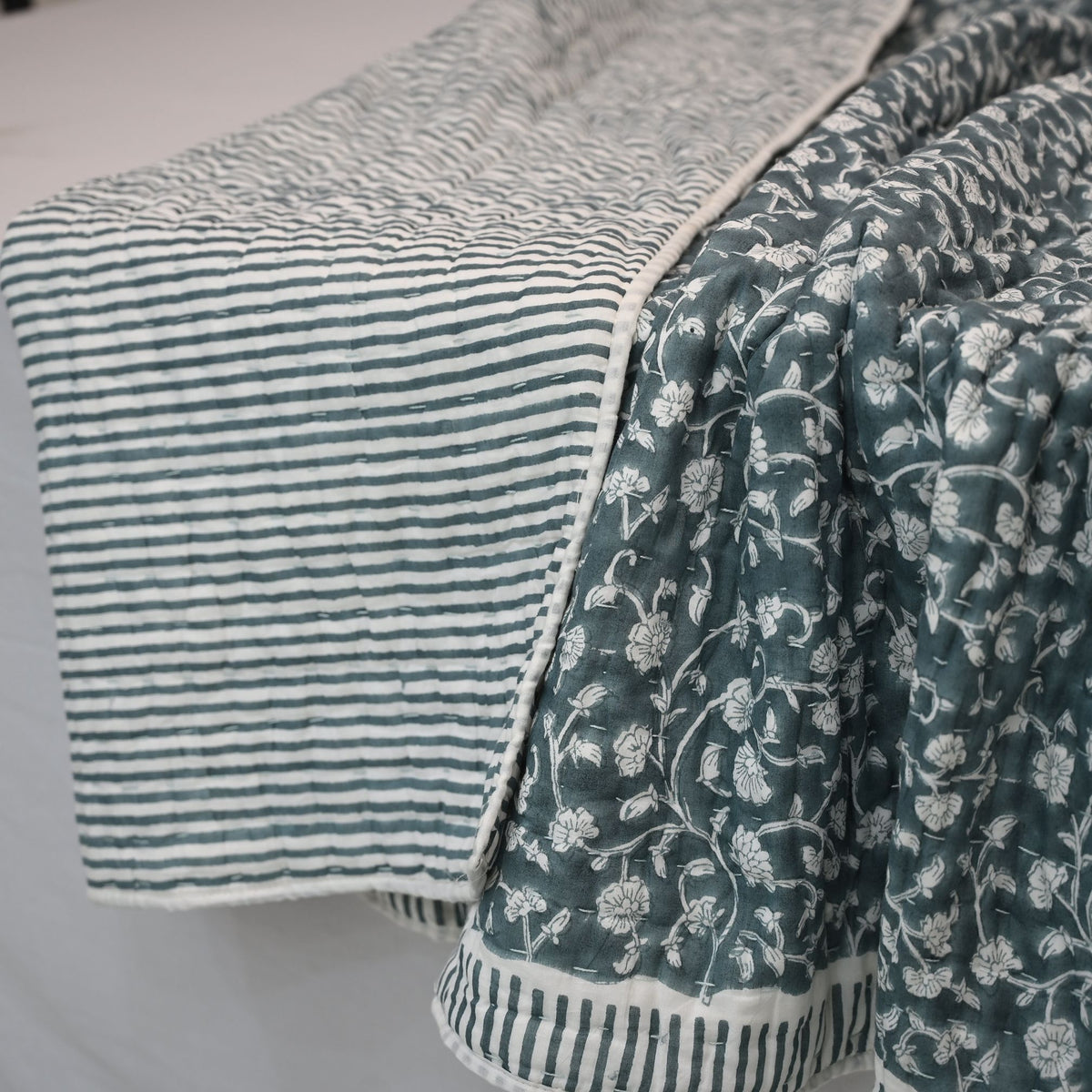 Elliot Botanical Hand Block Printed Quilt