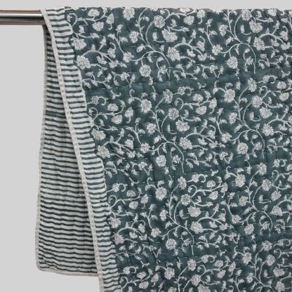 Elliot Botanical Hand Block Printed Quilt