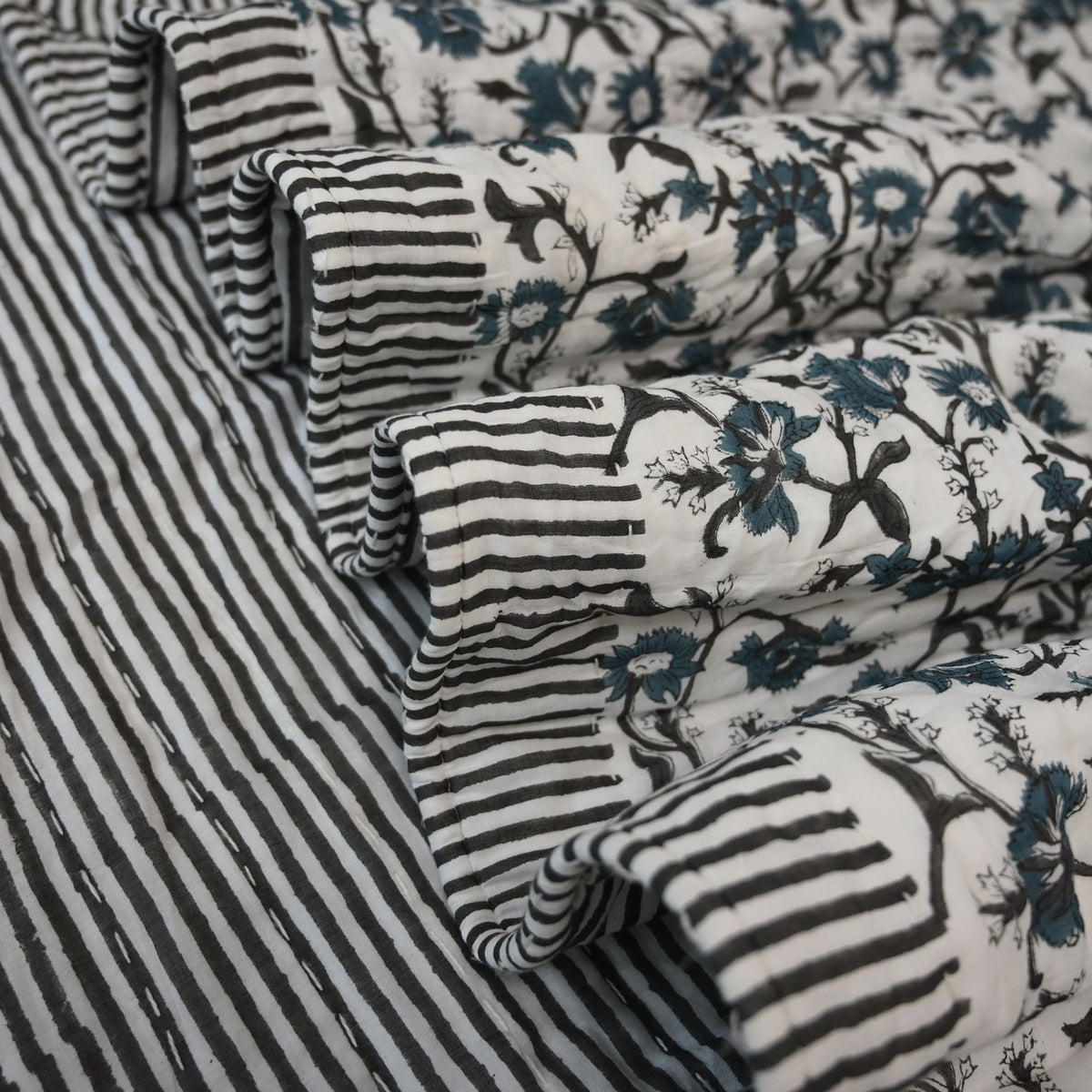 Nolan Floral Hand Block Printe Quilt