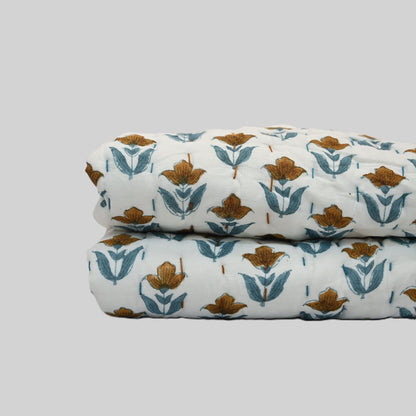 Mason Floral Hand Block Printed Quilt