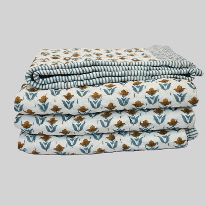 Mason Floral Hand Block Printed Quilt
