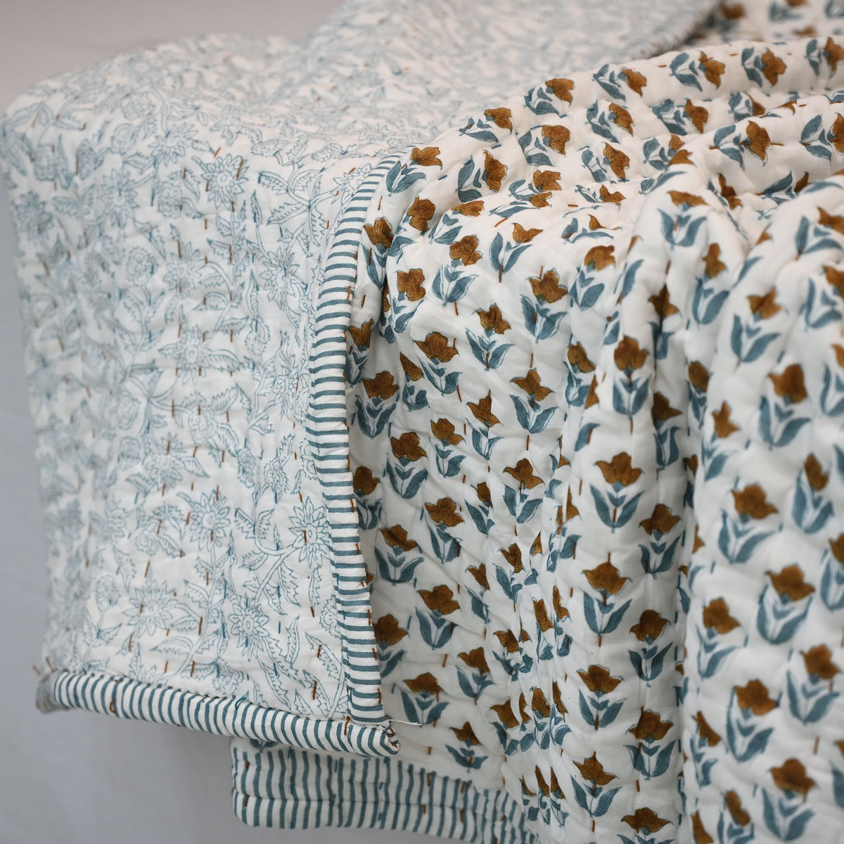 Mason Floral Hand Block Printed Quilt