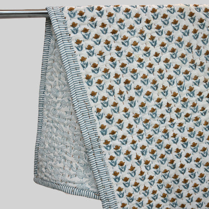 Mason Floral Hand Block Printed Quilt