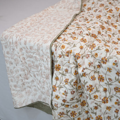 Rowan Floral Hand Block Printed Quilt