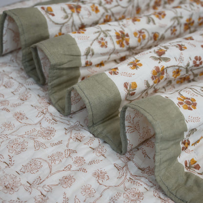 Rowan Floral Hand Block Printed Quilt