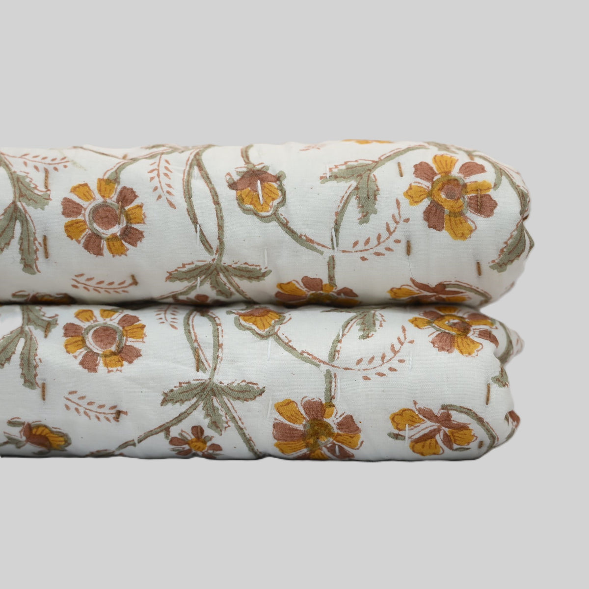 Rowan Floral Hand Block Printed Quilt