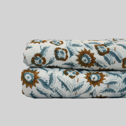 Ellis Floral Hand Block Printe  Quilt