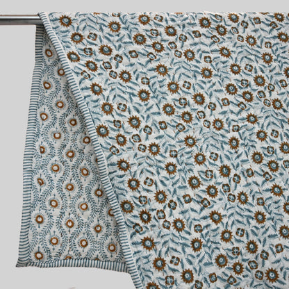 Ellis Floral Hand Block Printe  Quilt