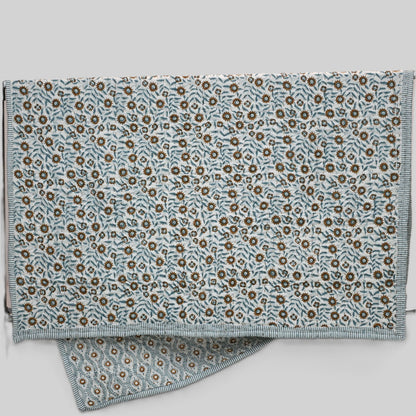 Ellis Floral Hand Block Printe  Quilt