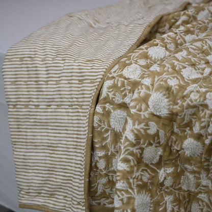Graham Botanical Hand Block Printed Quilt