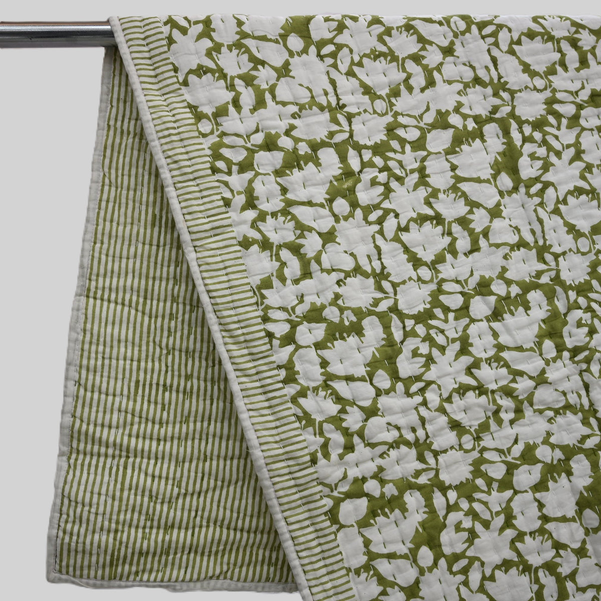 Jasper Floral Hand Block Printed Quilt