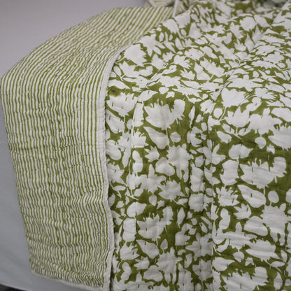 Jasper Floral Hand Block Printed Quilt