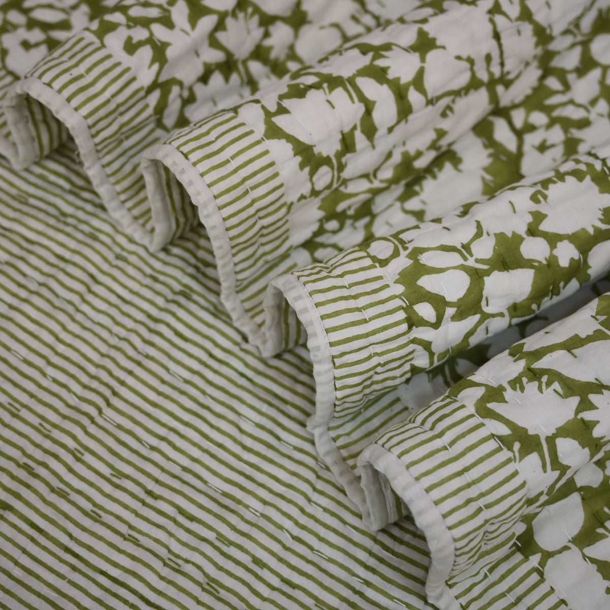 Jasper Floral Hand Block Printed Quilt