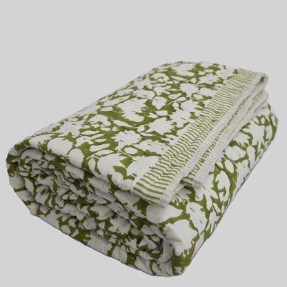 Jasper Floral Hand Block Printed Quilt