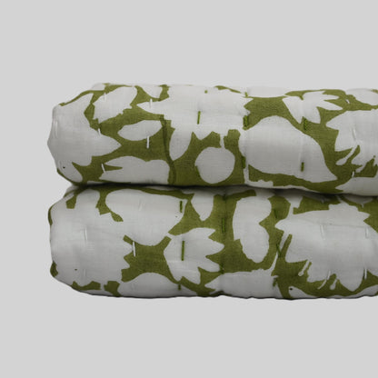 Jasper Floral Hand Block Printed Quilt