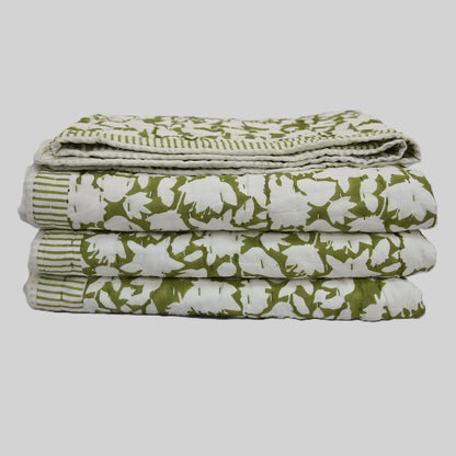 Jasper Floral Hand Block Printed Quilt