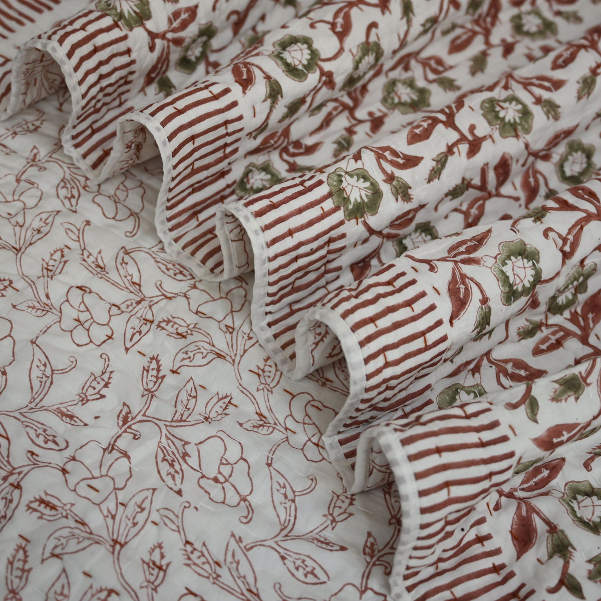 Holden Botanical Hand Block Printed Quilt