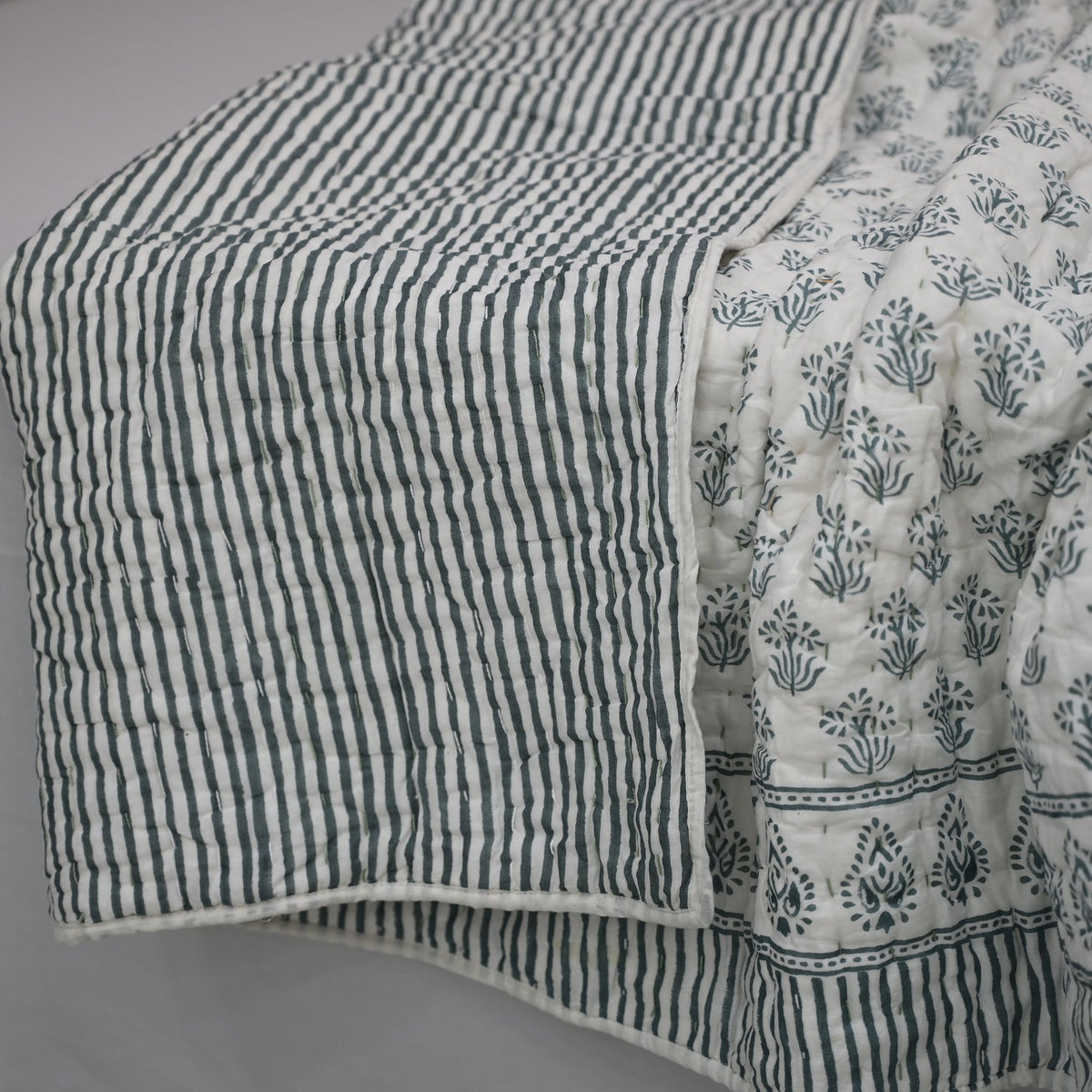 Levi Floral Hand Block Printed Quilt