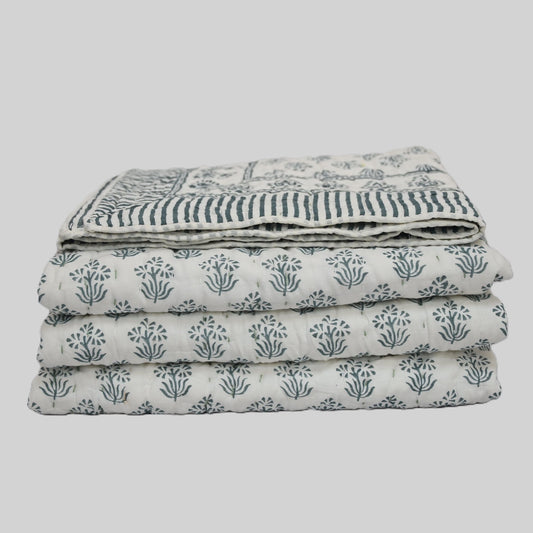 Levi Floral Hand Block Printed Quilt