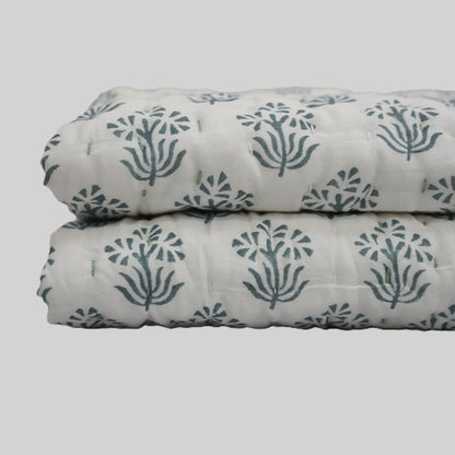 Levi Floral Hand Block Printed Quilt