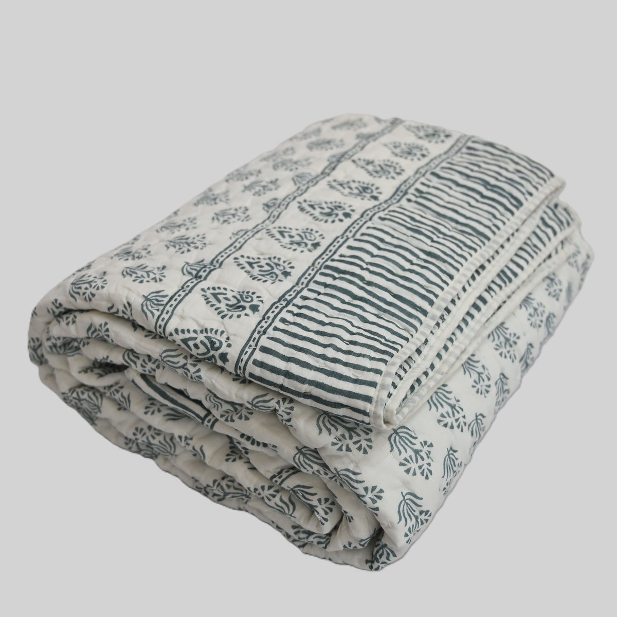 Levi Floral Hand Block Printed Quilt