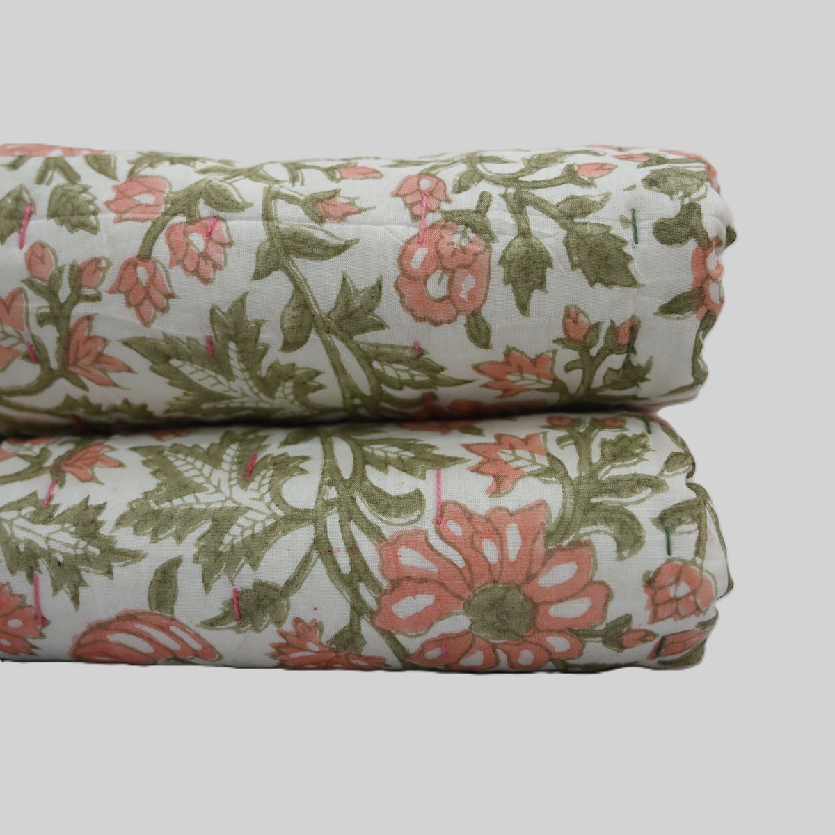 Silas Botanical Hand Block Printed Quilt