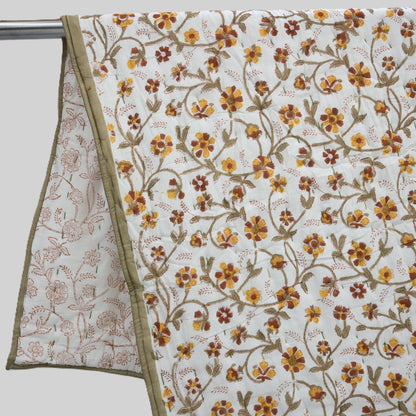 Rowan Floral Hand Block Printed Quilt