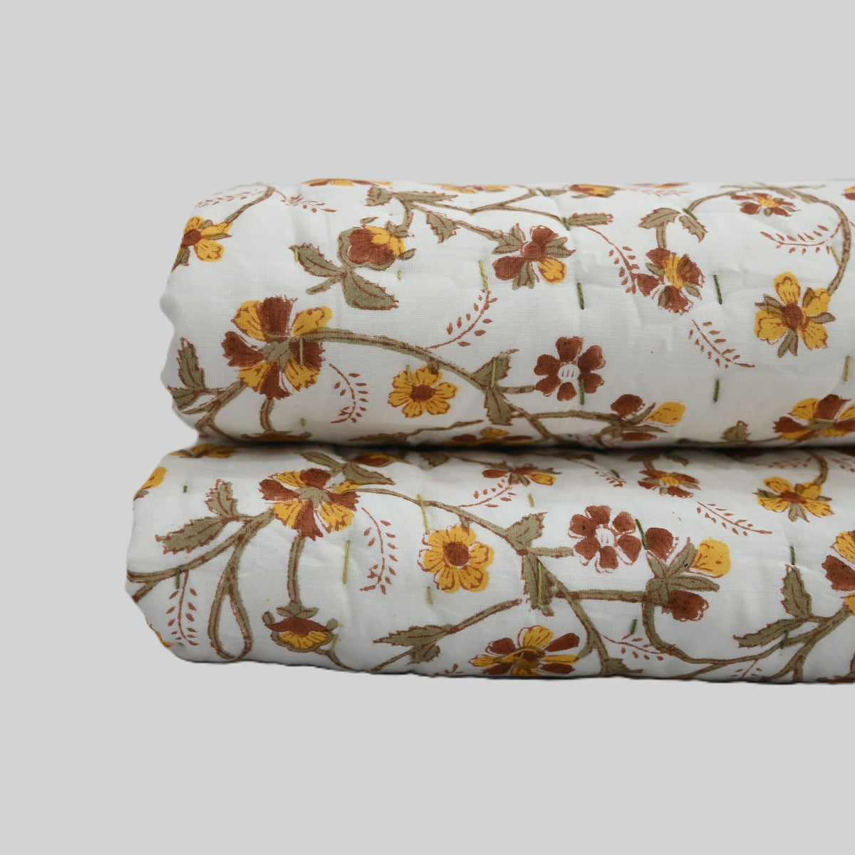 Rowan Floral Hand Block Printed Quilt