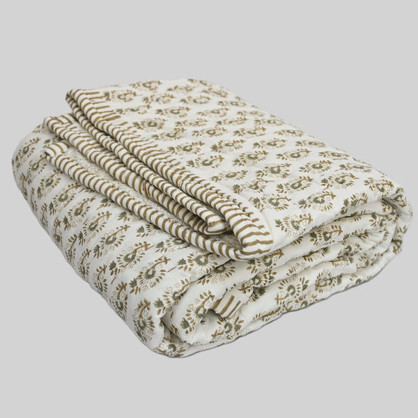 Theo Floral Hand Block Printed Quilt