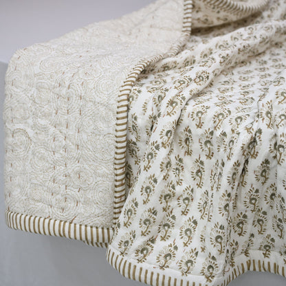 Theo Floral Hand Block Printed Quilt