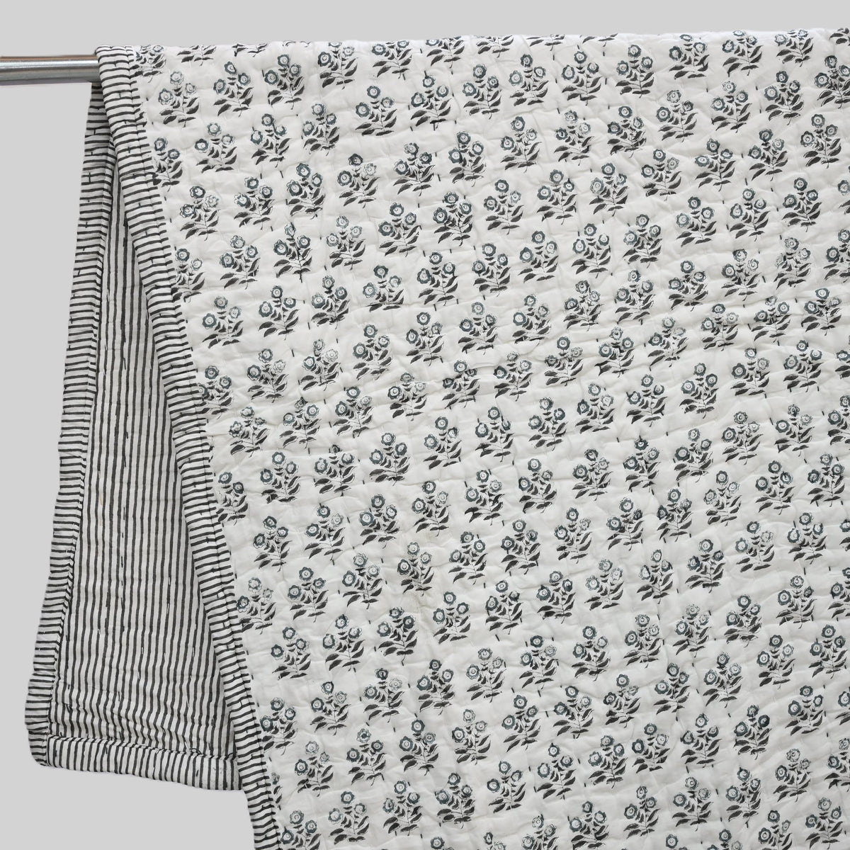Asher Floral Hand Block Printed Quilt
