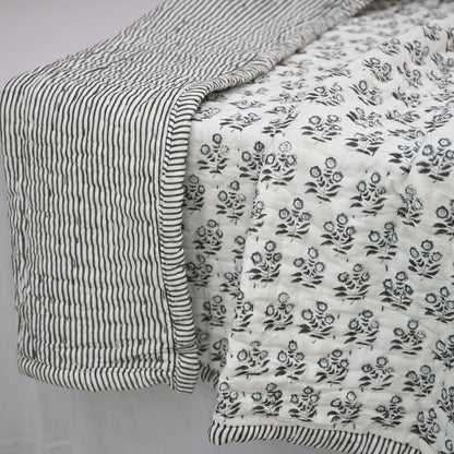 Asher Floral Hand Block Printed Quilt