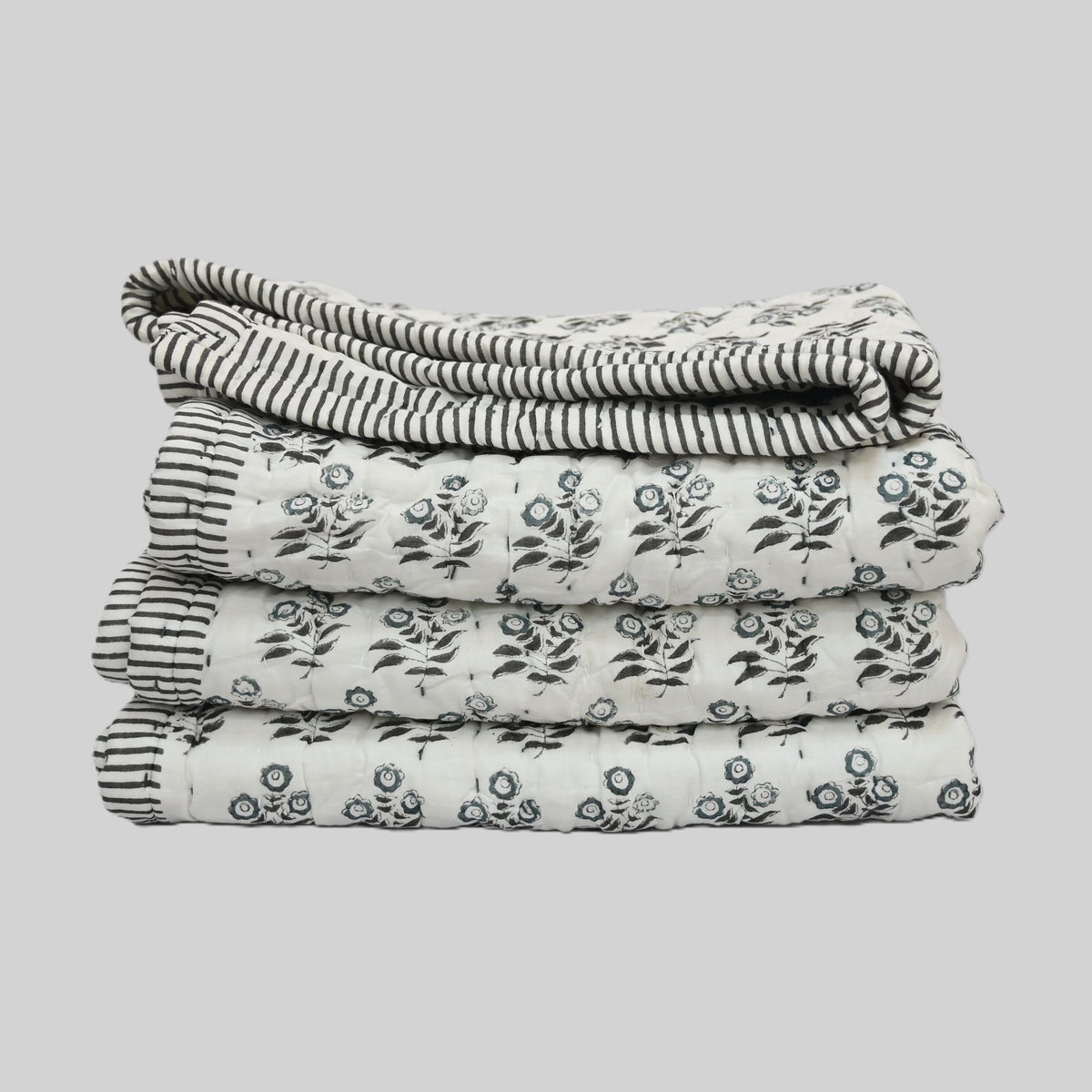 Asher Floral Hand Block Printed Quilt
