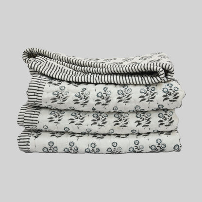 Asher Floral Hand Block Printed Quilt