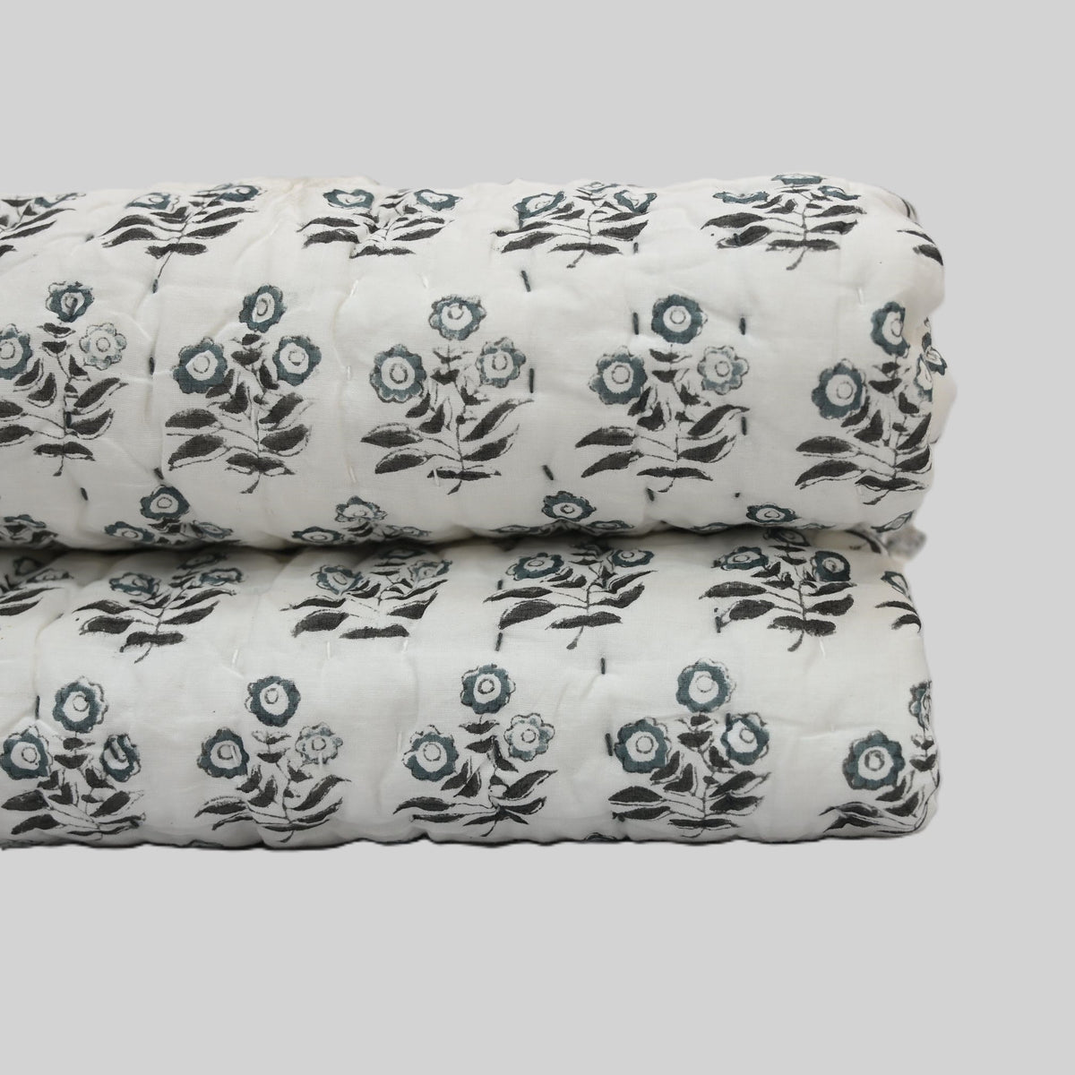 Asher Floral Hand Block Printed Quilt