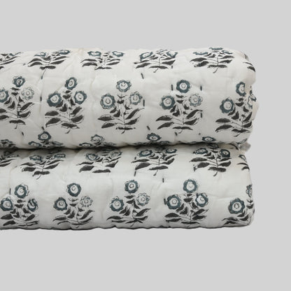 Asher Floral Hand Block Printed Quilt