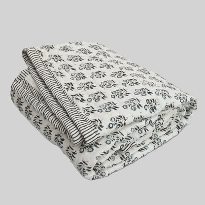 Asher Floral Hand Block Printed Quilt