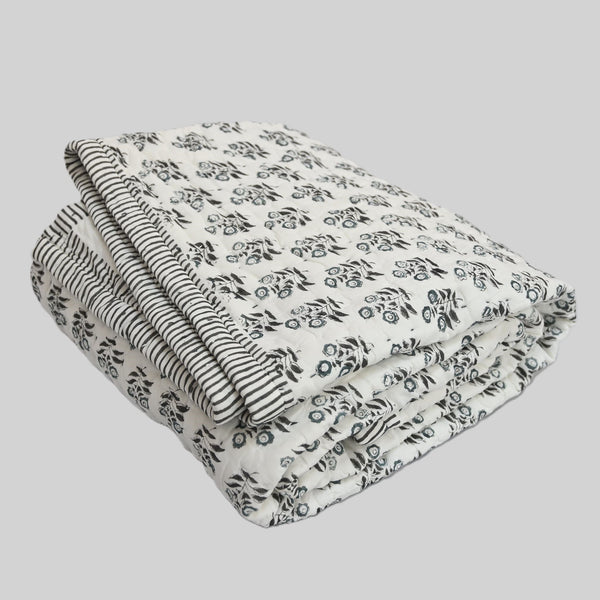 Asher Floral Hand Block Printed Quilt