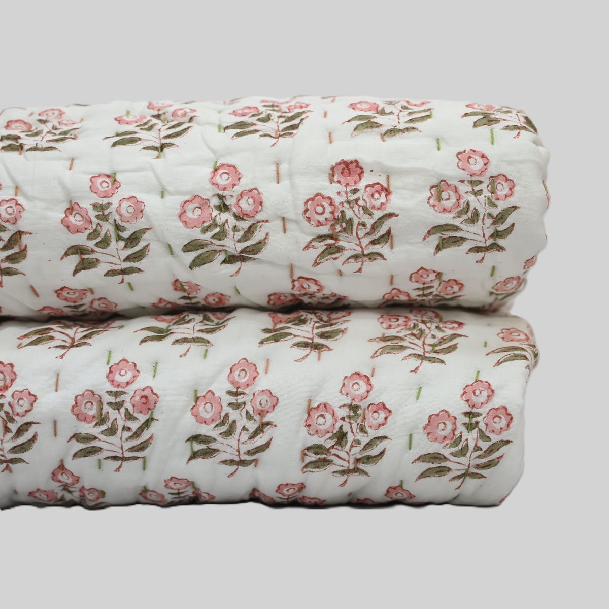 Asher Floral Hand Block Printed Quilt